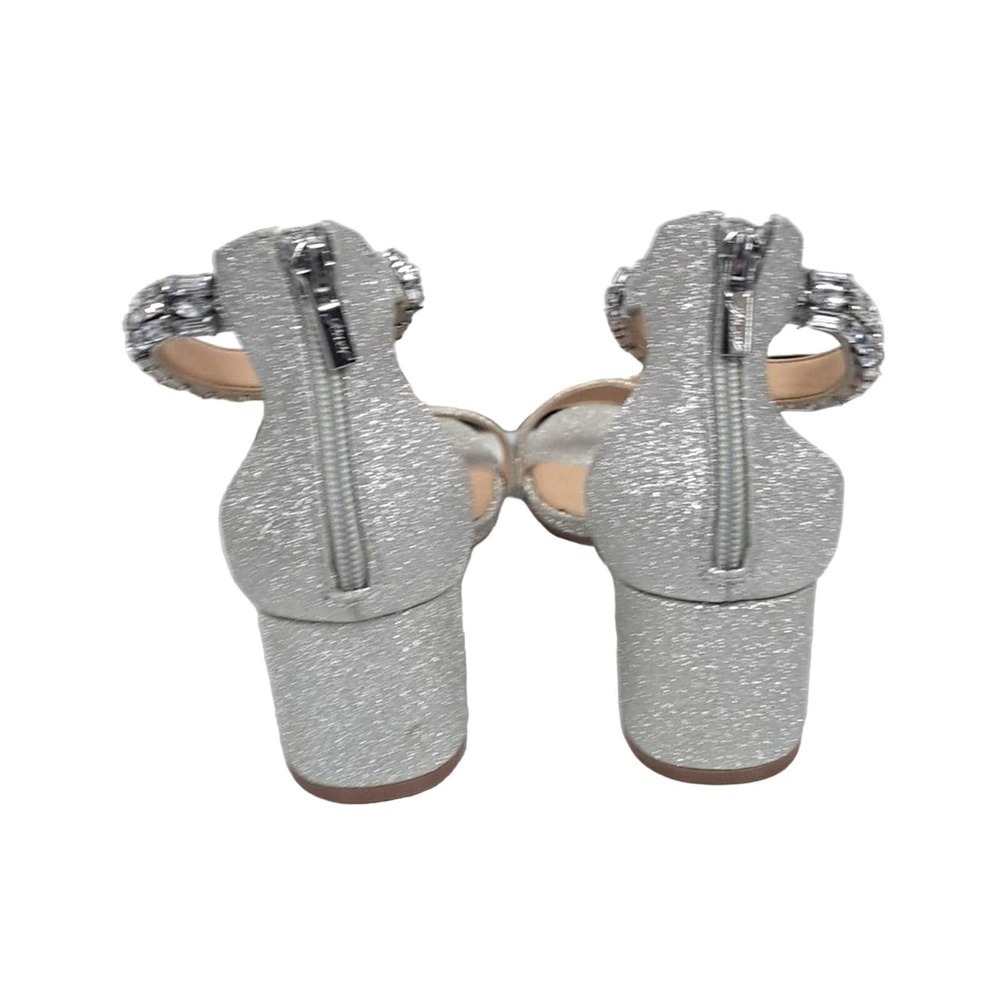 Badgley Mischka Jewel Silver sparkle sandal heels 8.5 Bracelet Ankle Strap - Picture 4 of 9